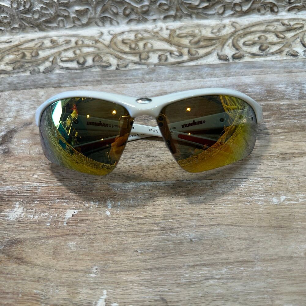 Ironman Polarized Active Sport Sunglasses White Wrap Frame, Mirrored